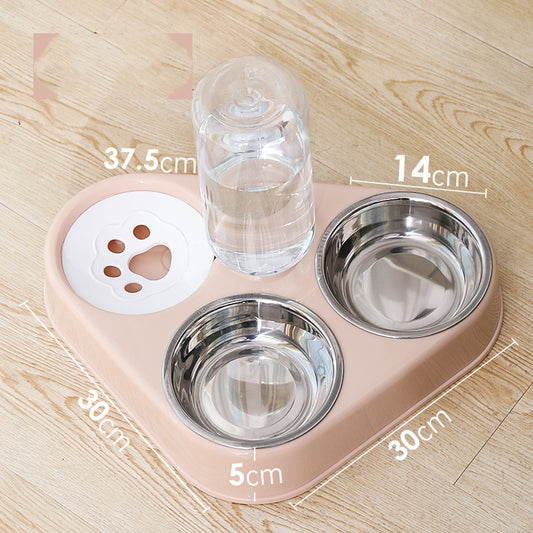 Double Bowl Automatic Dog Drinking and Feeding Station