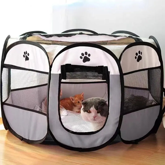FoldAwayFurHaven: Portable Pet Tent Kennel for On-the-Go Pets