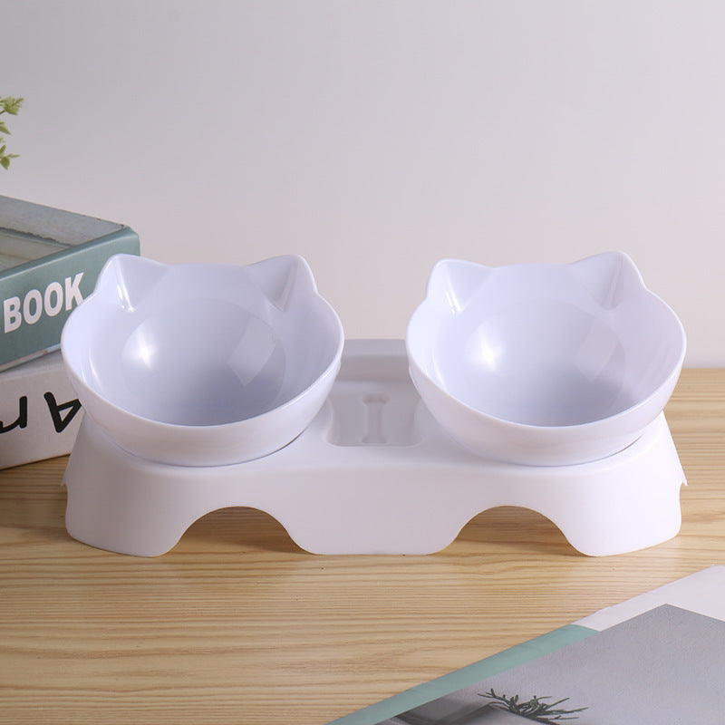DuoDine: Double Cat Bowl Stand for Convenient Feeding