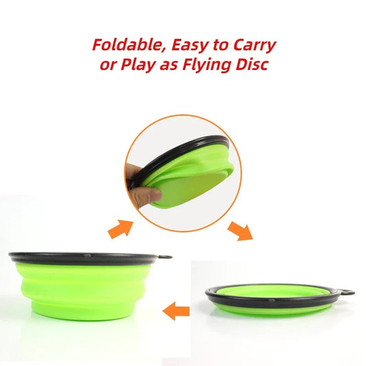 1000ml Large Collapsible Dog Pet Folding Silicone Bowl Outdoor Travel